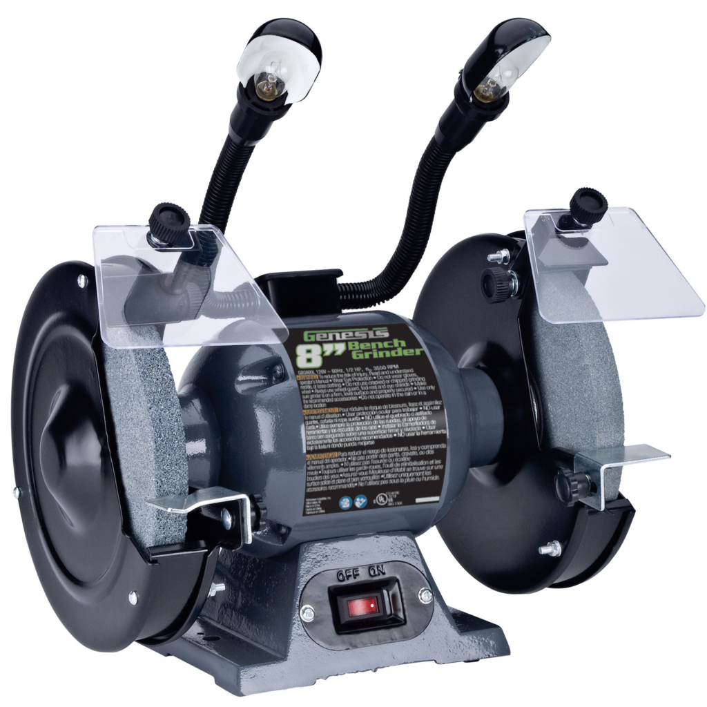8" Bench Grinder With Lights Genesis Power Tools